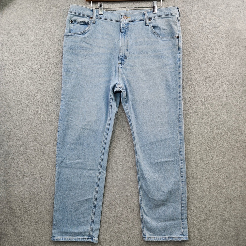 WRANGLER Denimhead STRETCH Straight Fit Denim Jeans Mens 38x30 Light Wash